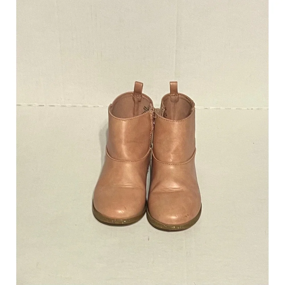 Old Navy Pink Faux Leather Side Zip Ankle Boots Girls Size 11
